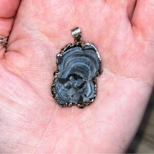 Gray Agate Slice Pendant
